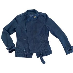 Vintage G Star Raw Black Moto Jacket Size S 100% Cotton